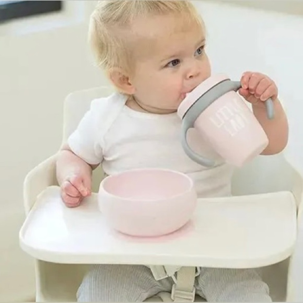 Pink Sippy Cup and Bowl Set